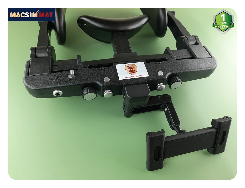 Gối tựa đầu ô tô cao cấp nhãn hiệu Macsim tích hợp giá treo điện thoại mã CHP02A màu đen