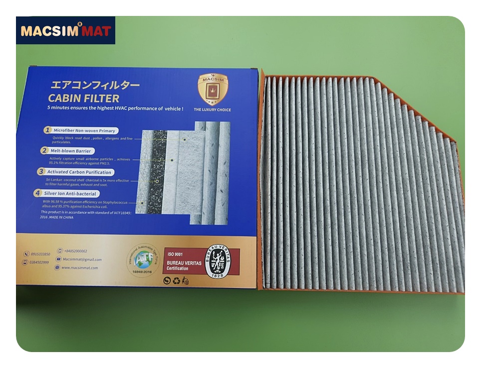 Lọc gió điều hòa cao cấp Macsim N95 xe ô tô Mercedes A 180 (A class)  A180 - 2013 - 2017 ;  Mercedes GLA class 2th A180 2020; Mercedes CLA - 2014-2017 (mã MS26007)