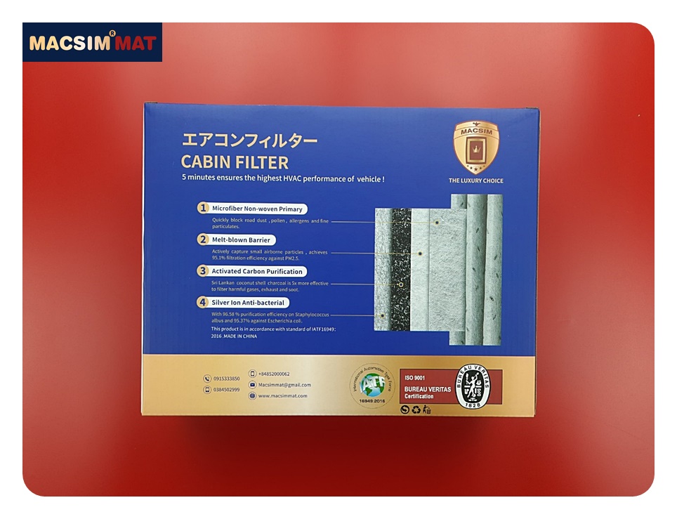 Lọc gió điều hòa cao cấp Macsim N95 xe ô tô  BMW X6 G06;  BMW X5 2018- nay; BMW 5 series G30 2016 - nay;  BMW 7 series G11 G12 ( G11 7 series); BMW 6 series GT 2018 - nay (mã MS23014-2)