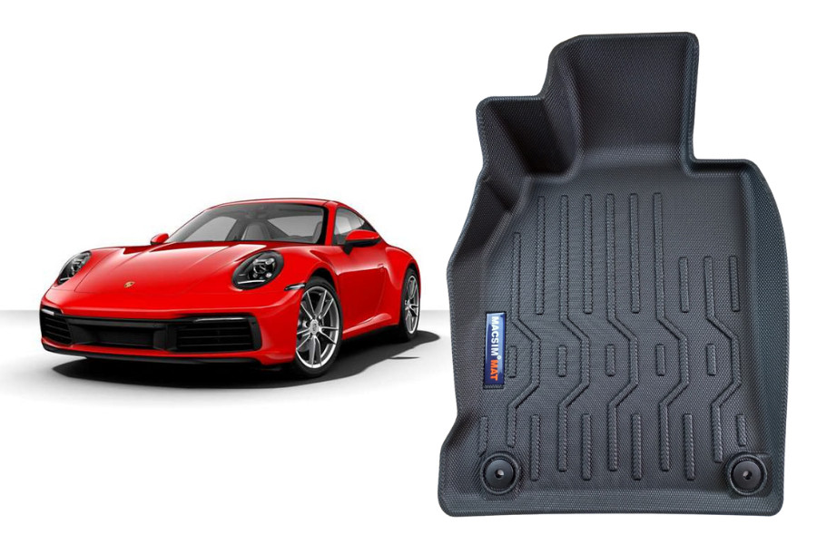 Thảm lót sàn xe ô tô Porsche 911  Nhãn hiệu Macsim chất liệu nhựa TPV cao cấp màu đen