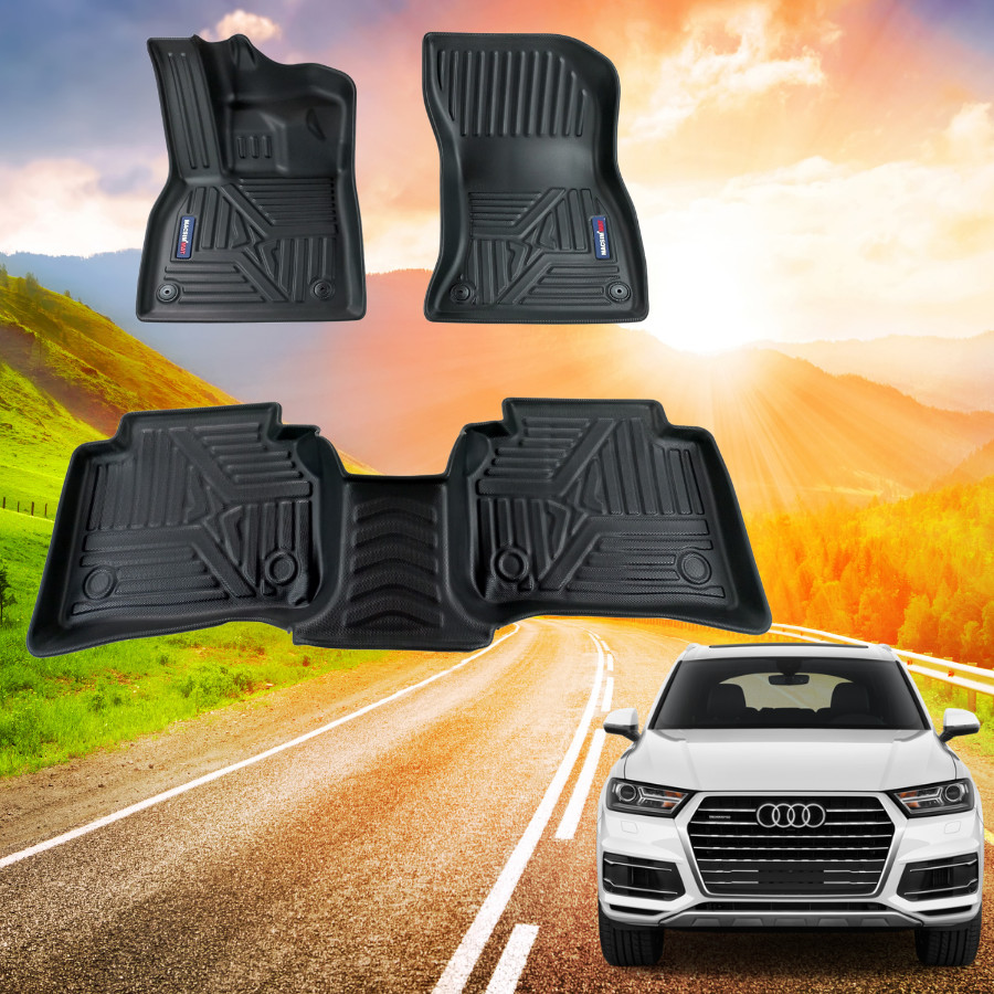 Thảm lót sàn xe ô tô Audi Q5L  qd ( bản ngắn )  2018 - nay Nhãn hiệu Macsim chất liệu nhựa TPE đúc khuôn cao cấp - màu đen