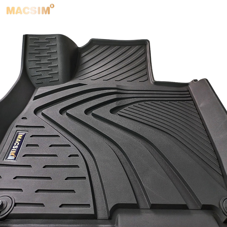 Thảm lót sàn xe ô tô Hyundai Santafe 2019- đến nay Nhãn hiệu Macsim chất liệu nhựa TPE đúc khuôn cao cấp - màu đen