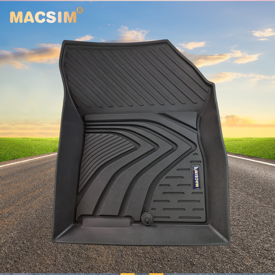 Thảm lót sàn xe ô tô Hyundai Santafe 2019- đến nay Nhãn hiệu Macsim chất liệu nhựa TPE đúc khuôn cao cấp - màu đen
