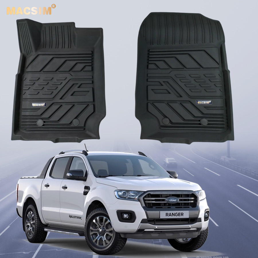 Thảm lót sàn xe ô tô Ford Ranger 2012 - nay Nhãn hiệu Macsim chất liệu nhựa TPE đúc khuôn cao cấp - màu đen