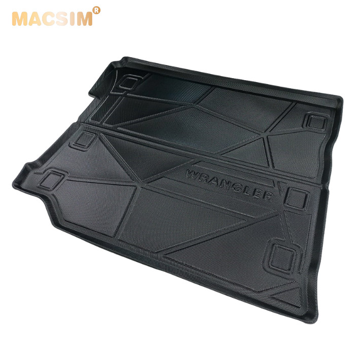 Thảm lót cốp xe ô tô Jeep Wrangler Rubicon New 2019-đến nay nhãn hiệu Macsim chất liệu TPV cao cấp màu đen