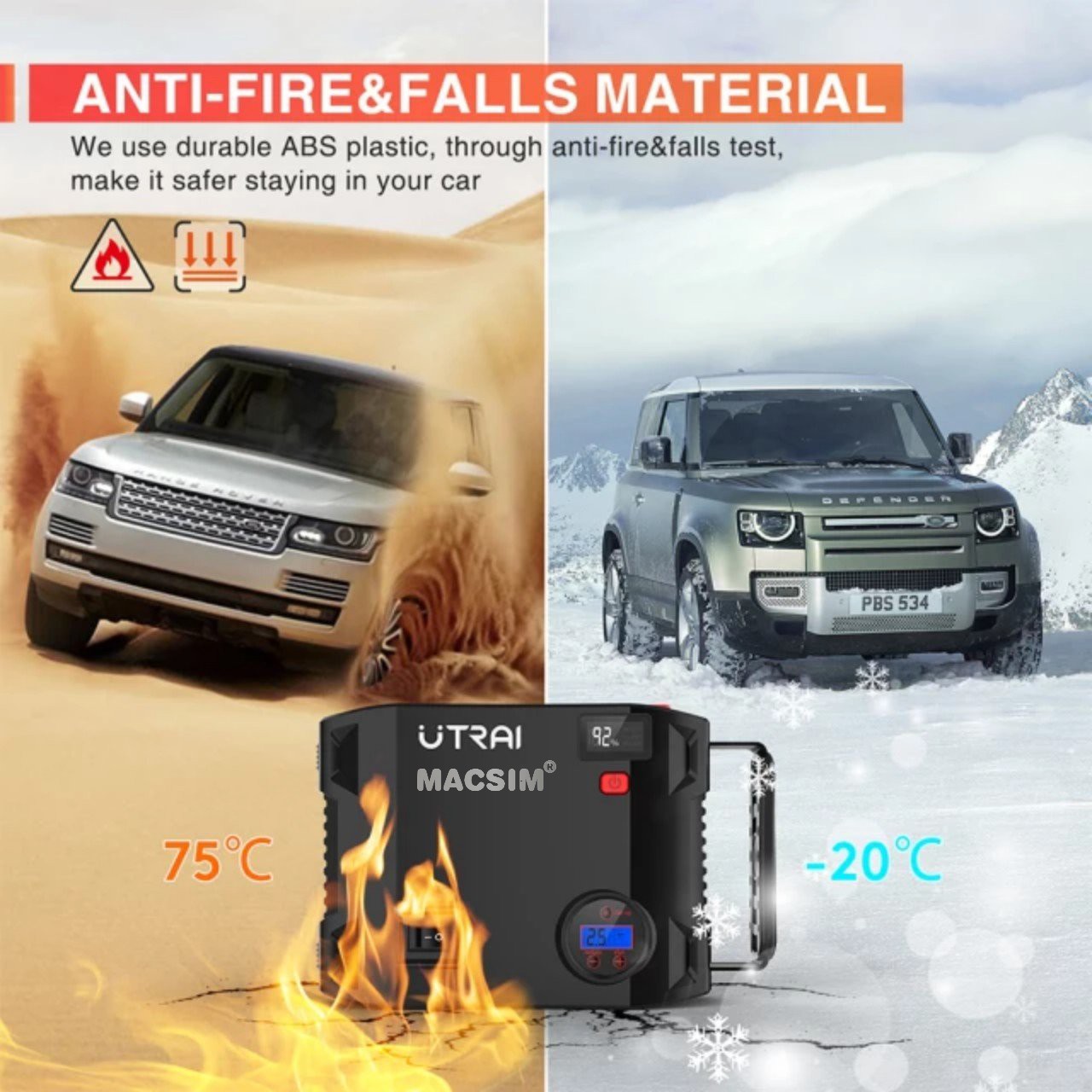 Thiết bị kích điện Macsim utrai đa năng 4 trong 1/ Bơm lốp xe ô tô/ Bơm xe ô tô/ Bơm ô tô/ Máy bơm hơi ô tô mini