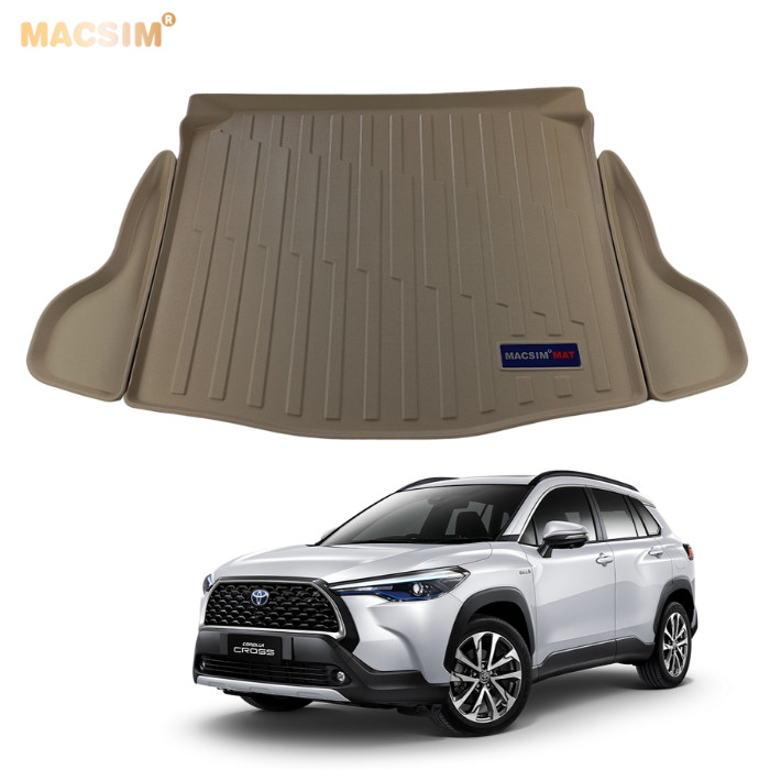 Thảm lót cốp hn xe ô tô Toyota Cross nhãn hiệu Macsim chất liệu TPV cao cấp màu be