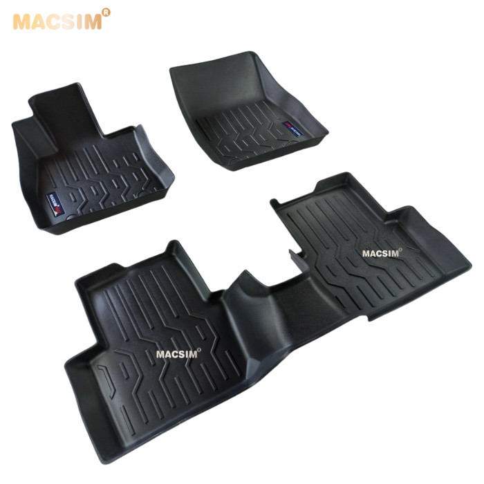 Thảm lót sàn xe ô tô Mazda CX3 màu đen trơn Nhãn hiệu Macsim chất liệu nhựa TPV cao cấp  - 2 hàng ghế