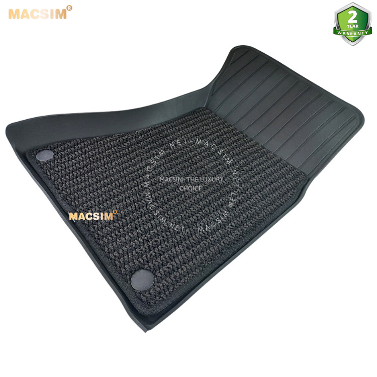 Thảm lót sàn 2 lớp xe ô tô Porsche Macan 2013- đến nay Nhãn hiệu Macsim 3W chất liệu nhựa TPE đúc khuôn cao cấp - màu đen