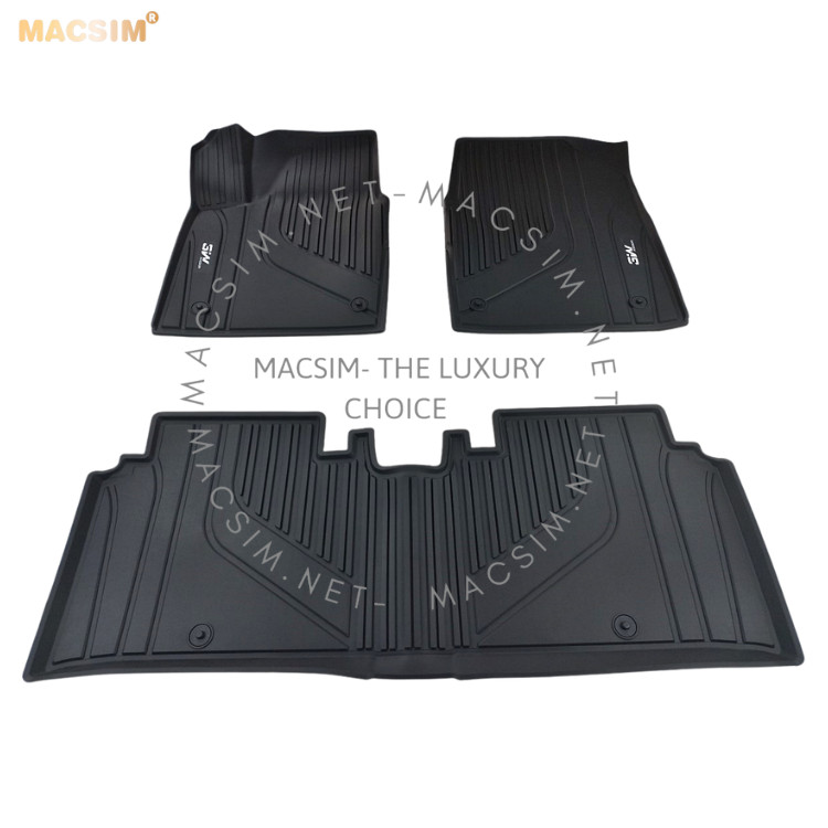 Thảm lót sàn xe ô tô  cao cấp KIA  EV6 nhãn hiệu Macsim 3W - chất liệu nhựa TPE đúc khuôn cao cấp - màu đen