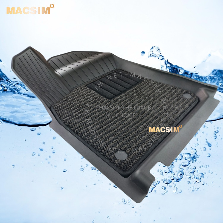 Thảm lót sàn 2 lớp  xe ô tô Porsche New Cayenne 2013-2017 Nhãn hiệu Macsim 3W chất liệu nhựa TPE đúc khuôn cao cấp - màu đen