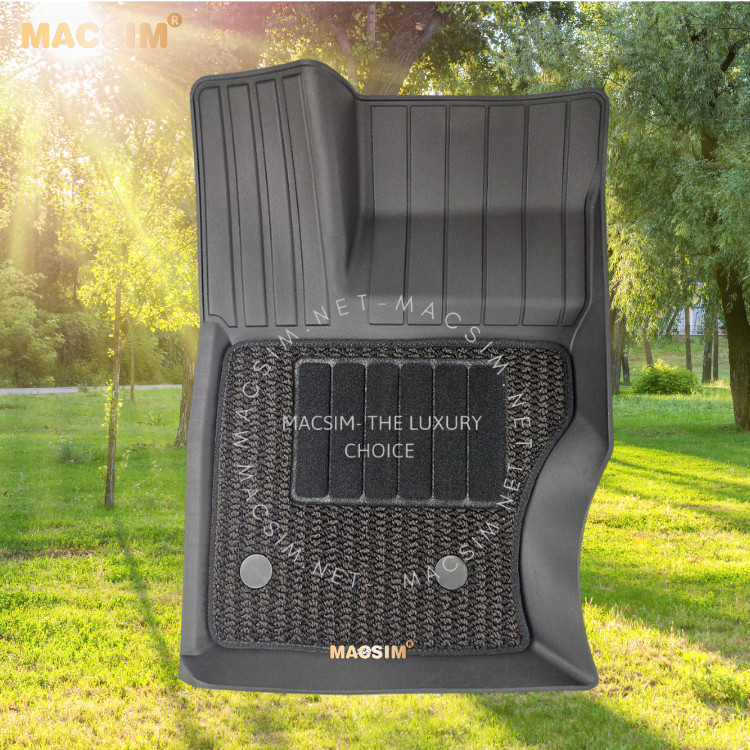 Thảm lót sàn 2 lớp xe ô tô LANDROVER RANGE ROVER 2012-2022 nhãn hiệu Macsim 3W - chất liệu nhựa TPE đúc khuôn cao cấp - màu đen