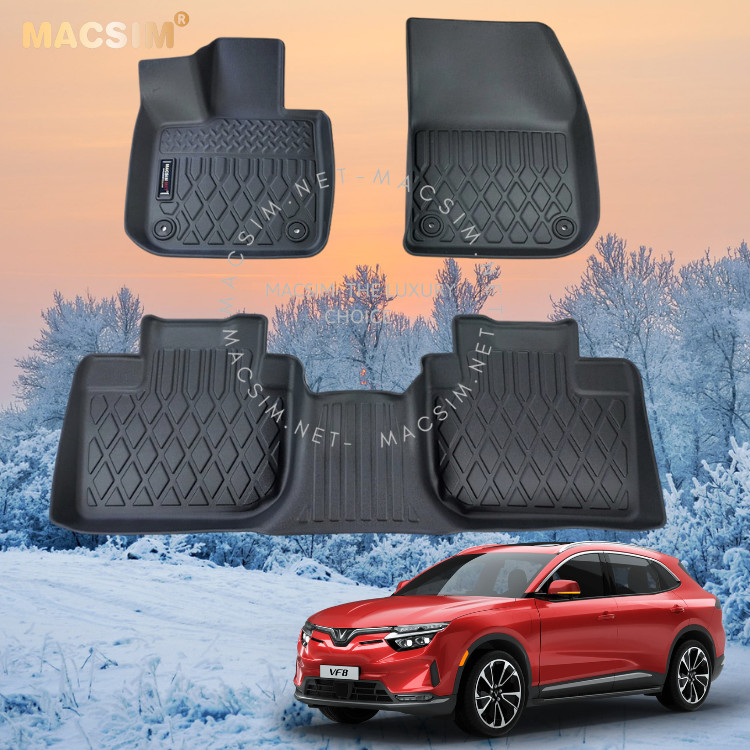 Thảm lót sàn xe ô tô  VinFast VF8  Nhãn hiệu Macsim chất liệu nhựa TPE cao cấp màu đen