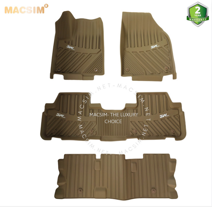 Thảm lót sàn xe ô tô  Toyota Highlander  2007-2019 Nhãn hiệu Macsim 3W chất liệu nhựa TPE đúc khuôn cao cấp - màu đen