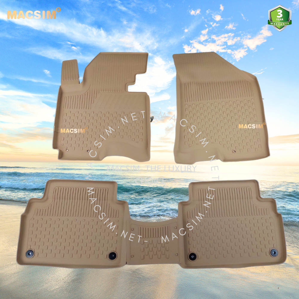 Thảm lót sàn ô tô nhựa TPE Silicon Kia Sportage 2010-2015 Beige  Nhãn hiệu Macsim