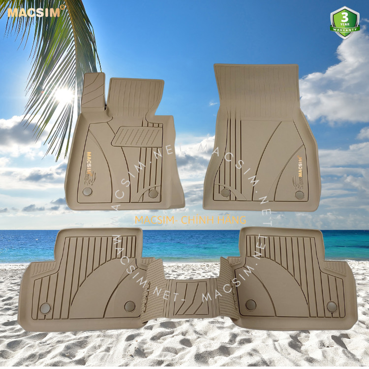Thảm lót sàn ô tô nhựa TPE Silicon BMW G30 5 Series 2016+ Beige Nhãn hiệu Macsim