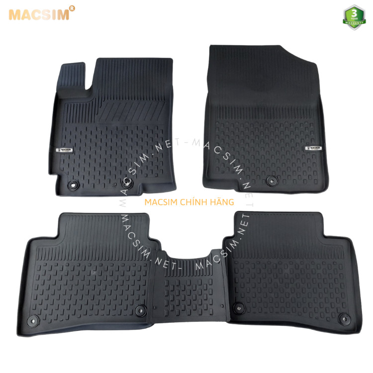 Thảm lót sàn ô tô nhựa TPE Silicon Hyundai Accent Blue 2011- 2023 Black Nhãn hiệu Macsim