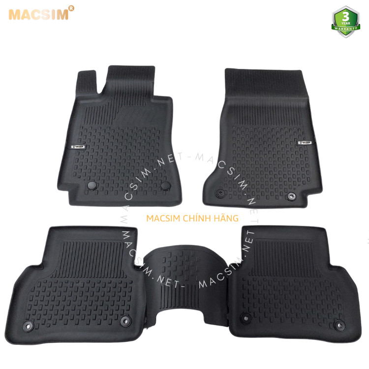Thảm lót sàn ô tô nhựa TPE Silicon Mercedes C180/C200/C250/C300 2014-2021 (W205) Black Nhãn hiệu Macsim