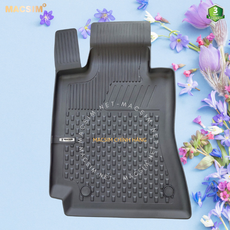 Thảm lót sàn ô tô nhựa TPE Silicon Mercedes E Class 2014-2021 (W213-E180/E200/E300) Black Nhãn hiệu Macsim