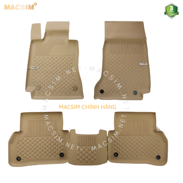 Thảm lót sàn ô tô nhựa TPE Silicon Mercedes C Series W204 2007-2014 Beige Nhãn hiệu Macsim