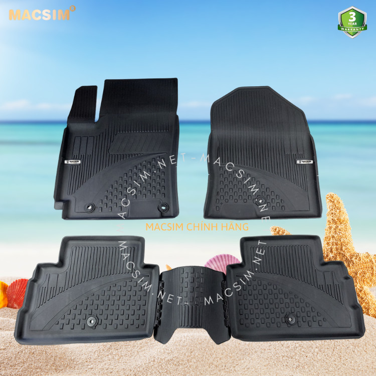 Thảm lót sàn ô tô nhựa TPE Silicon Hyundai Kona 2017+ Black Nhãn hiệu Macsim