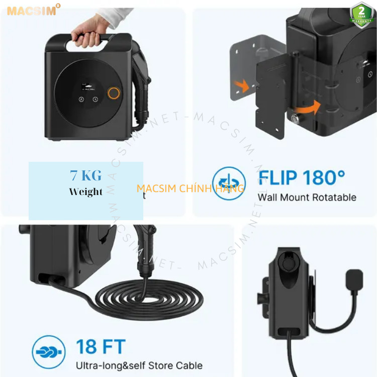 Sạc ô tô điện MERCEDES-BENZ EQB 250 - Sạc tại nhà - di động cao cấp 3,68KW (6-16A) chính hãng Macsim