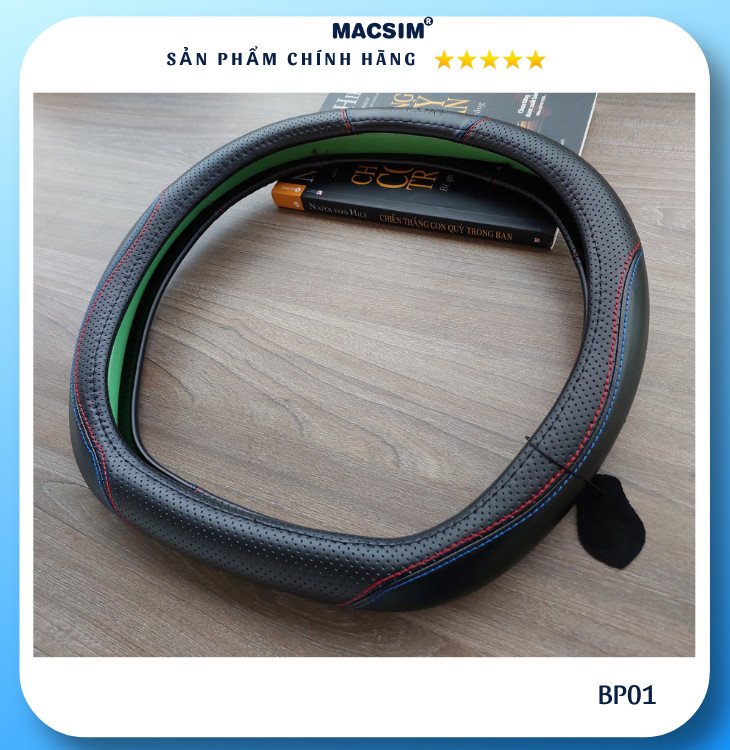 Bọc vô lăng ô tô Macsim mã L996 DDcut da thật cao cấp-khâu tay-lõi silicon