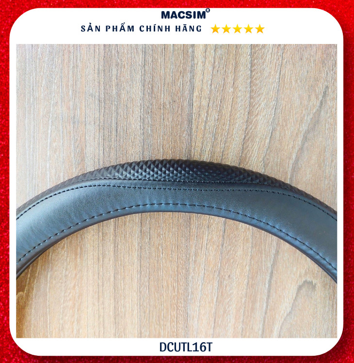 Bọc vô lăng cao cấp Macsim dành cho Vinfast E34, VF3, VF5, VF8, VF9 mã DCUT L16T-2 chất liệu da thật - Khâu tay 100%