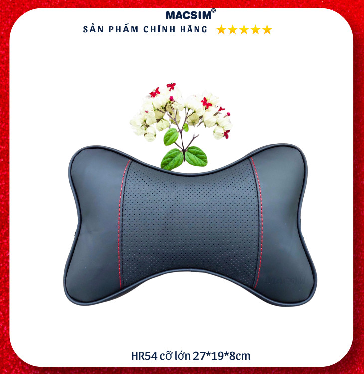 Gối tựa đầu ô tô chất liệu da Nappa nhãn hiệu Macsim mã HR54 cỡ lớn