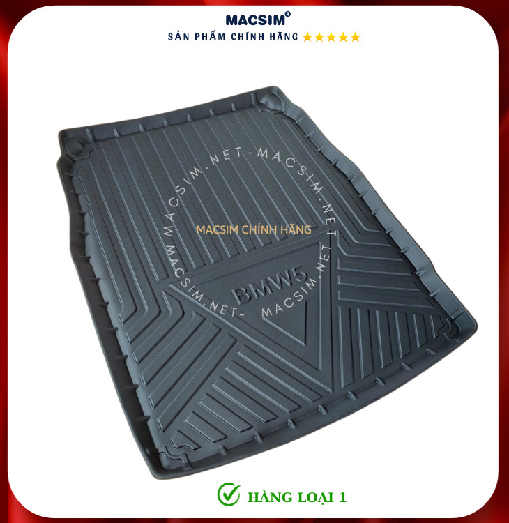Thảm lót cốp xe ô tô BMW 5 seri 2011-2016 nhãn hiệu Macsim chất liệu TPV cao cấp màu đen