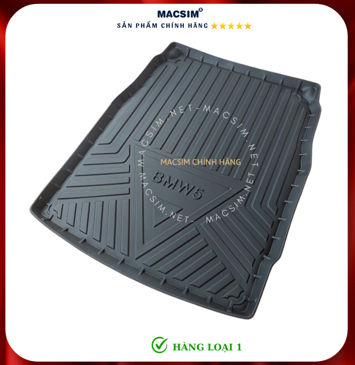 Thảm lót cốp xe ô tô BMW 5 seri 2011-2016 nhãn hiệu Macsim chất liệu TPV cao cấp màu đen