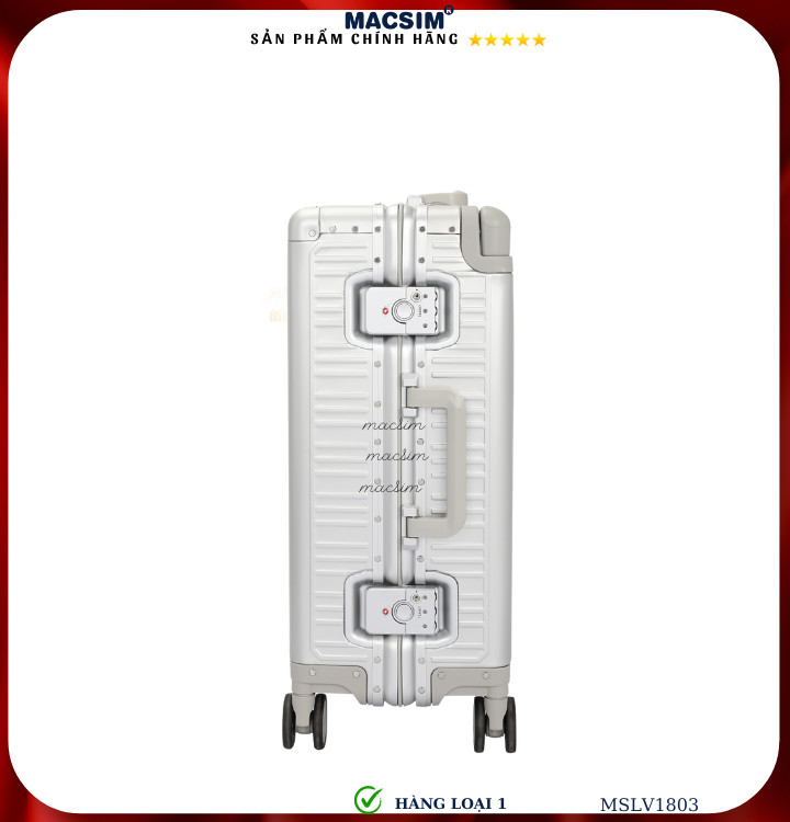 Vali hợp kim nhôm cao cấp Macsim MSLV1803 cỡ 20 inches, 24inches màu bạc hàng loại 1