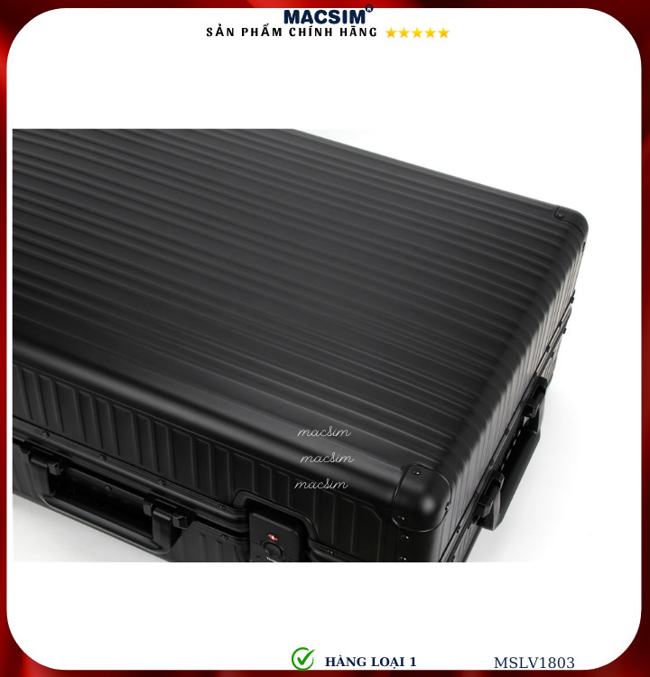Vali hợp kim nhôm cao cấp Macsim MSLV1803 cỡ  24inches màu đen hàng loại 1