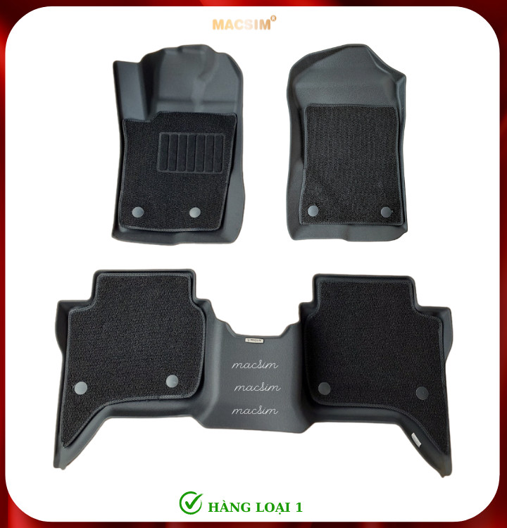 Thảm lót sàn ô tô 2 lớp cao cấp dành cho xe Ford Ranger 2022+ (sd2) nhãn hiệu Macsim chất liệu TPE màu đen