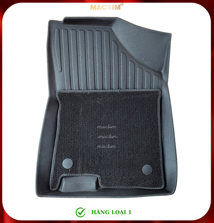 Thảm lót sàn ô tô 2 lớp sợi thô Kia Seltos/Hyundai Creta bản tiêu chuẩn (sd2) nhãn hiệu Macsim chất liệu TPE màu đen