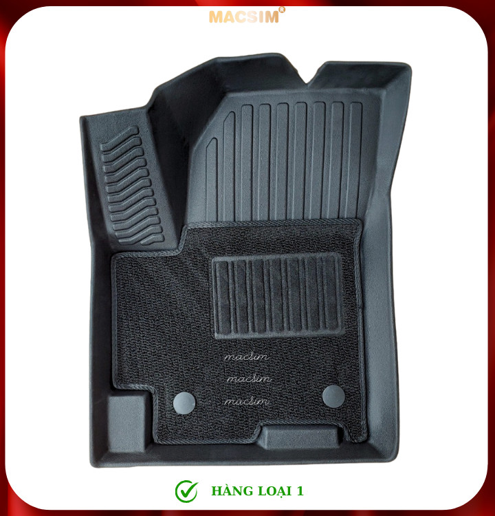 Thảm lót sàn ô tô 2 lớp sợi thô Kia Seltos/Hyundai Creta bản tiêu chuẩn (sd2) nhãn hiệu Macsim chất liệu TPE màu đen