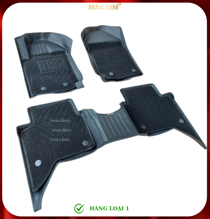 Thảm lót sàn ô tô 2 lớp cao cấp dành cho xe Mazda BT50 2012-2021 (sd2) nhãn hiệu Macsim chất liệu TPE màu đen