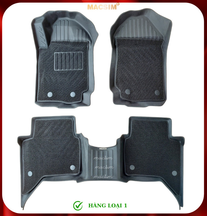 Thảm lót sàn ô tô 2 lớp cao cấp dành cho xe Mazda BT50 2012-2021 (sd2) nhãn hiệu Macsim chất liệu TPE màu đen
