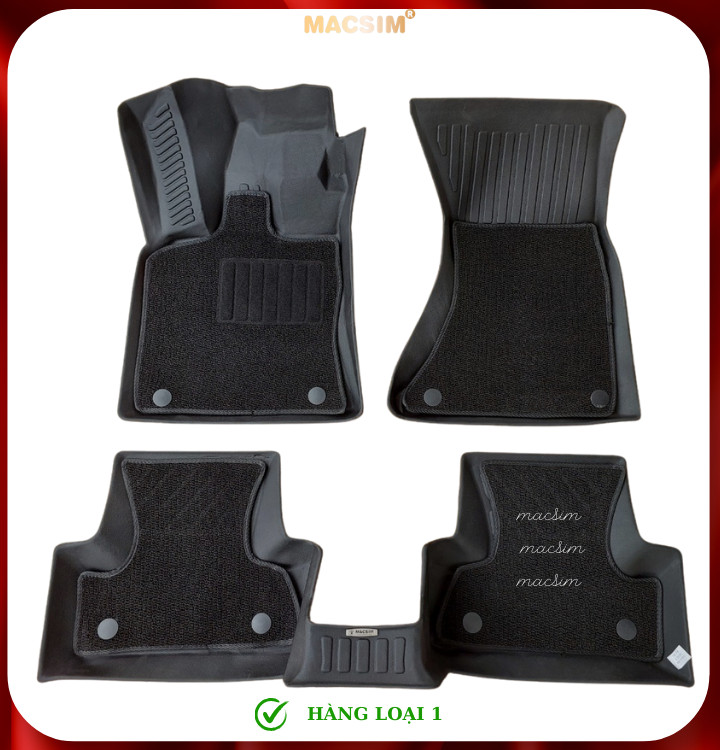 Thảm lót sàn ô tô 2 lớp cao cấp dành cho xe Audi Q5 2010 - 2018 (sd2) nhãn hiệu Macsim chất liệu TPE màu đen