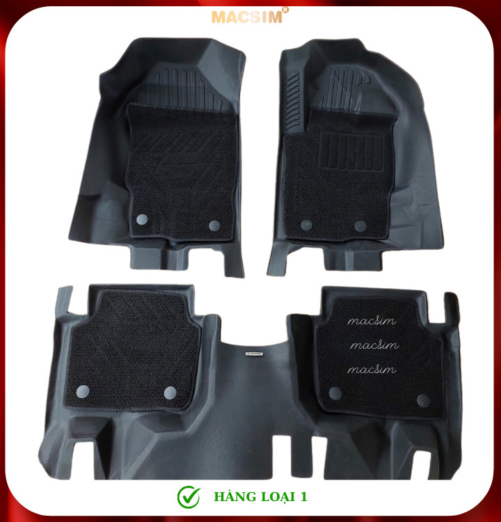 Thảm lót sàn ô tô 2 lớp cao cấp dành cho xe Ford Everest 2016-2022 (sd2) nhãn hiệu Macsim chất liệu TPE màu đen