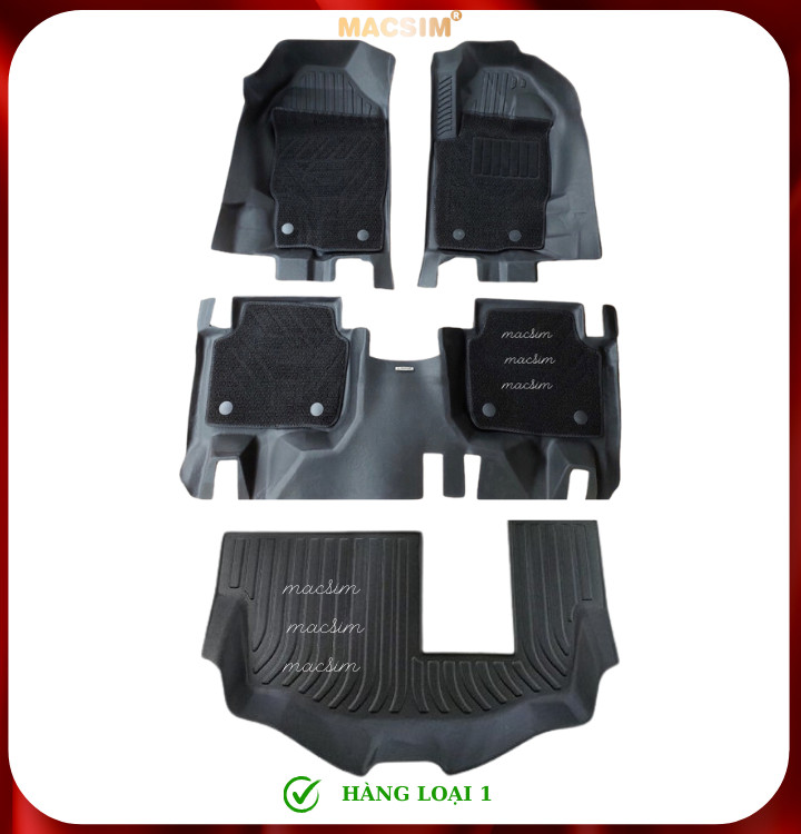 Thảm lót sàn ô tô 2 lớp cao cấp dành cho xe Ford Everest 2016-2022 (sd2) nhãn hiệu Macsim chất liệu TPE màu đen