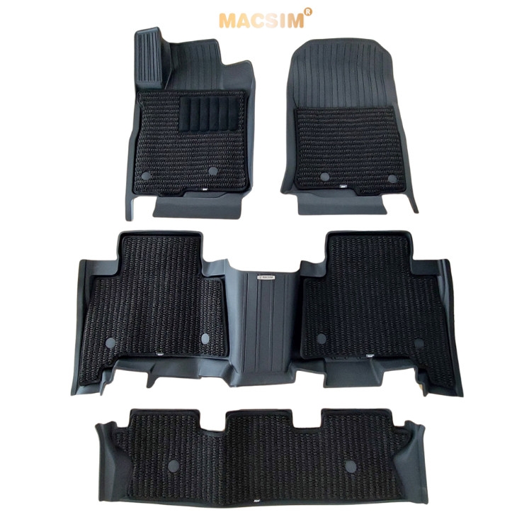 Thảm lót sàn 2 lớp 3 hàng ghế  xe ô tô Lexus GX 2010- 2023 Nhãn hiệu Macsim 3W chất liệu nhựa TPE đúc khuôn cao cấp - màu đen