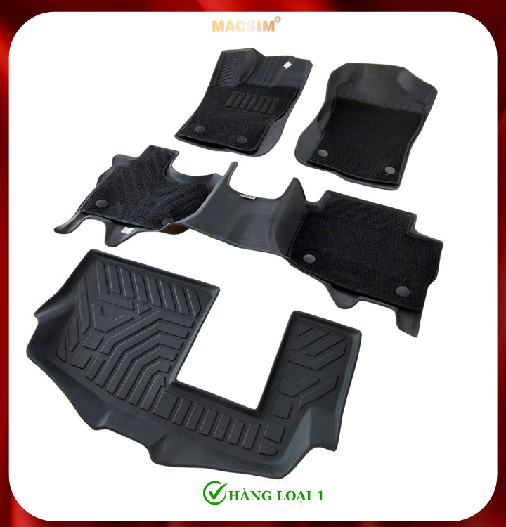 Thảm lót sàn xe ô tô 2 lớp  Ford Everest 2022 & 2023+ (sd2) Nhãn hiệu Macsim chất liệu nhựa TPE cao cấp màu đen