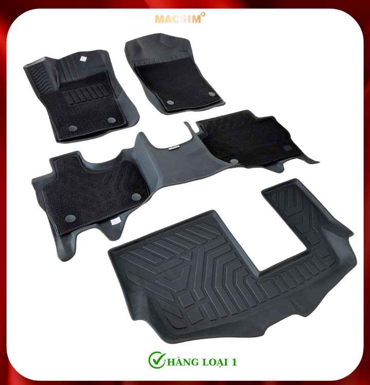 Thảm lót sàn xe ô tô 2 lớp  Ford Everest 2022 & 2023+ (sd2) Nhãn hiệu Macsim chất liệu nhựa TPE cao cấp màu đen