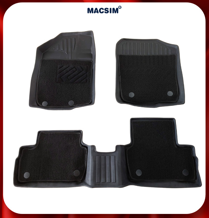 Thảm lót sàn ô tô 2 lớp cao cấp dành cho xe Toyota Raize 2022-nay (sd2) nhãn hiệu Macsim chất liệu TPE màu đen