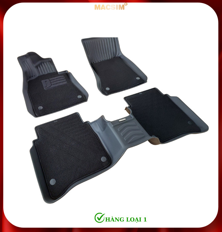 Thảm lót sàn ô tô 2 lớp cao cấp dành cho xe Mercedes S 2021+ (qd) nhãn hiệu Macsim chất liệu TPE màu đen