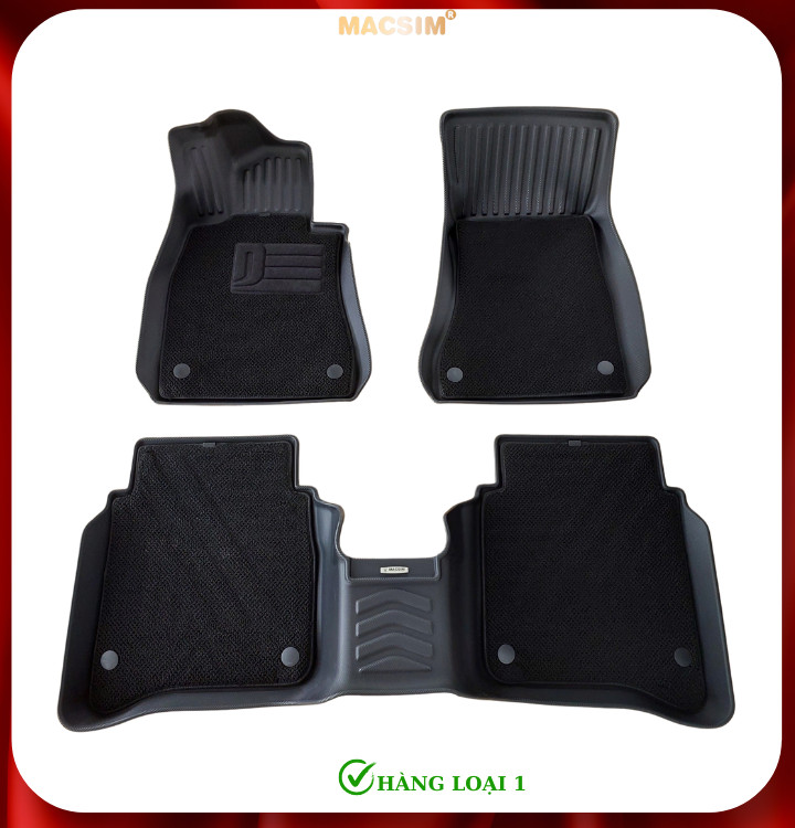 Thảm lót sàn ô tô 2 lớp cao cấp dành cho xe Mercedes S 2021+ (qd) nhãn hiệu Macsim chất liệu TPE màu đen