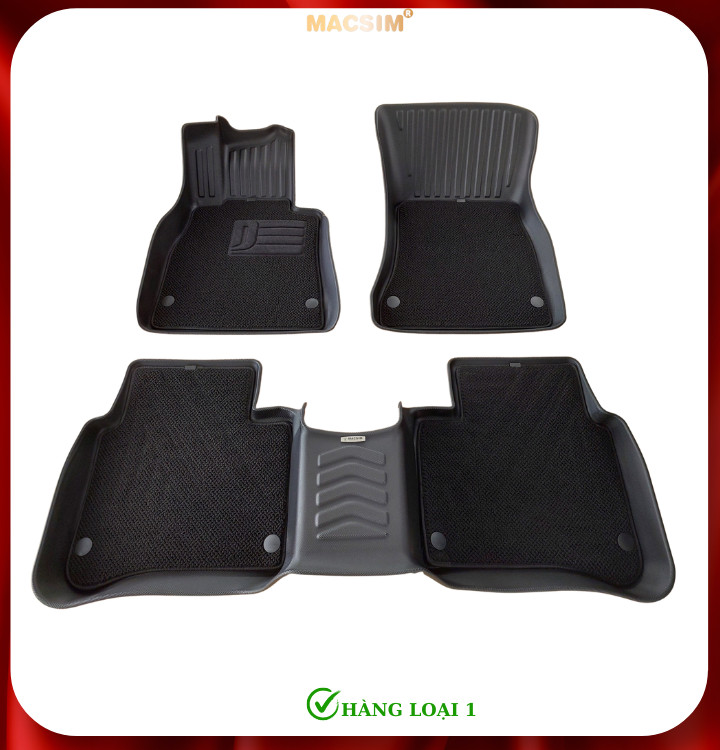 Thảm lót sàn ô tô 2 lớp cao cấp dành cho xe Mercedes S 2014-2020 (qd) nhãn hiệu Macsim chất liệu TPE màu đen