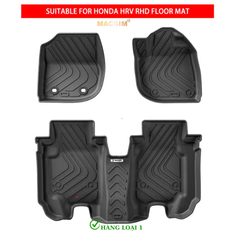 Thảm lót sàn ô tô (sd4) 1 lớp cao cấp dành cho xe Honda HRV 2023+ (sd4) nhãn hiệu Macsim chất liệu TPE màu đen