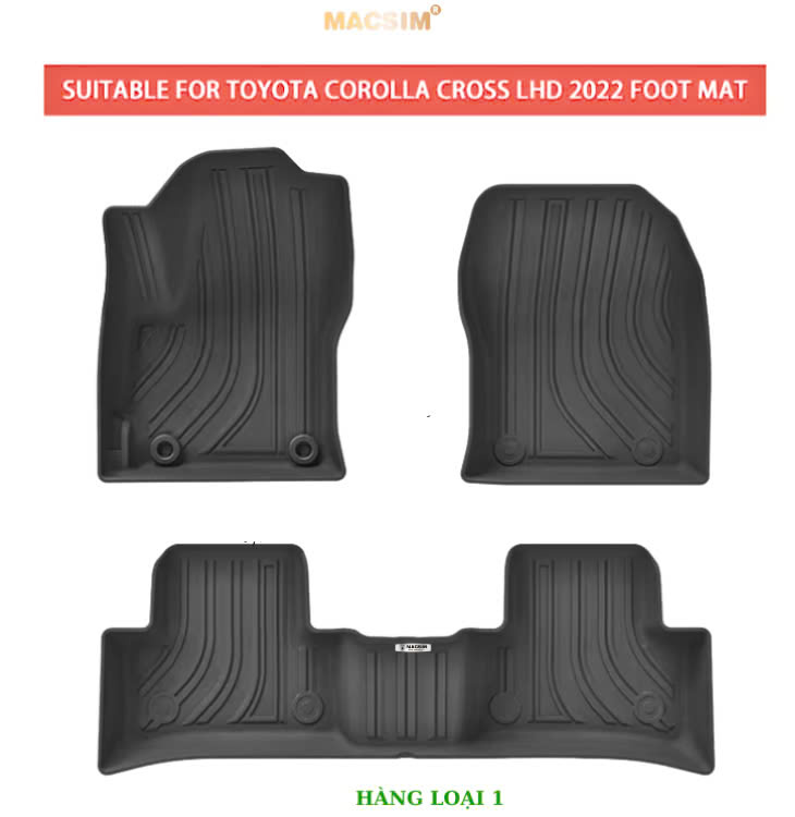 Thảm lót sàn (sd4) ô tô 2 lớp cao cấp dành cho xe Toyota Cross 2020 - tới nay  nhãn hiệu Macsim chất liệu TPE màu đen